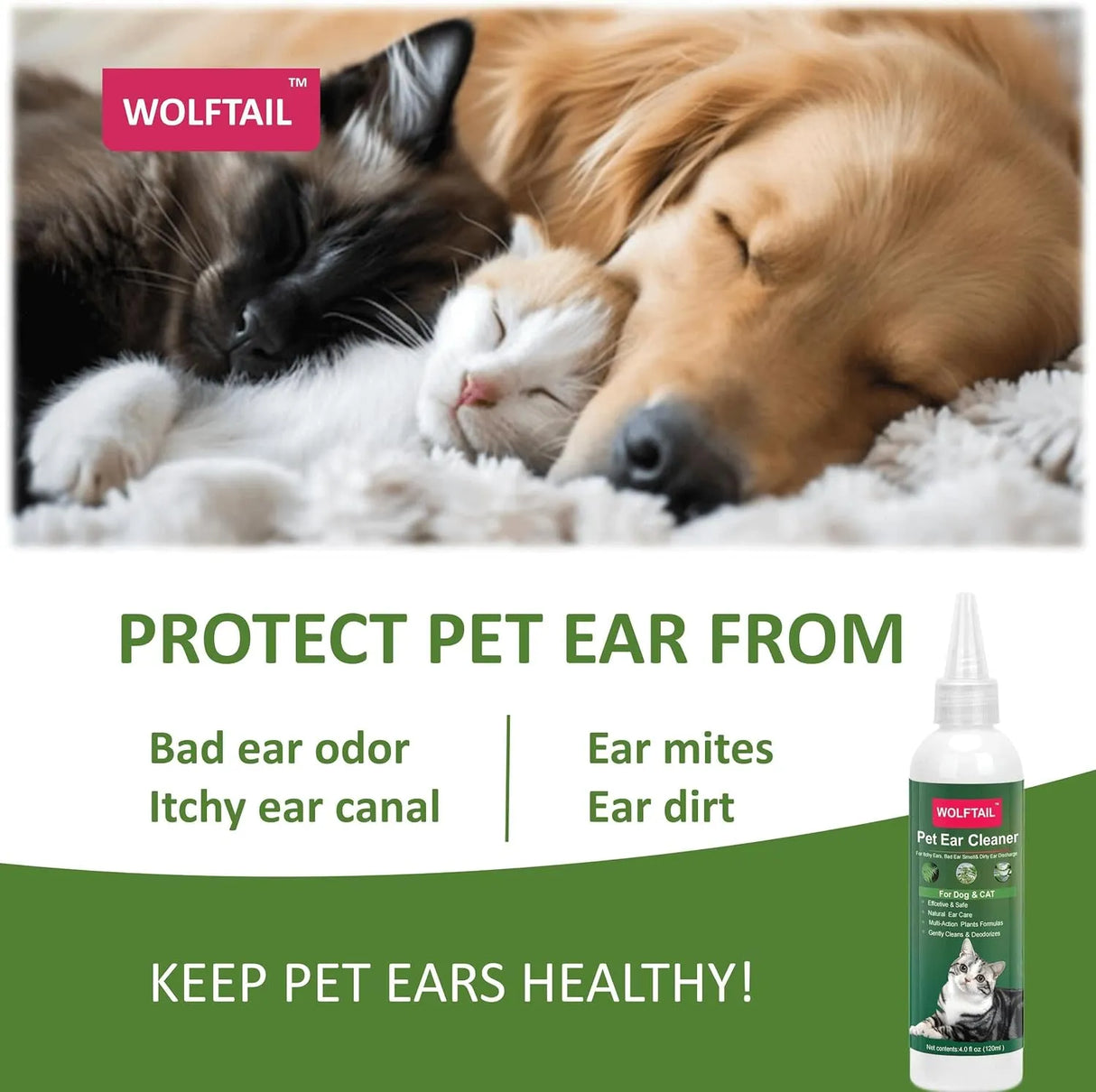 WOLFTAIL - Wolftail Dog Ear Cleaner 4 Fl.Oz. - The Red Vitamin MX - Cuidado Del Oído De Perros - {{ shop.shopifyCountryName }}