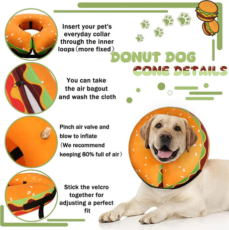 CNEO - Cneo Recovery Donut Collar HAMBURGER SMALL - The Red Vitamin MX - Collares y Conos De Recuperación Para Perros - {{ shop.shopifyCountryName }}