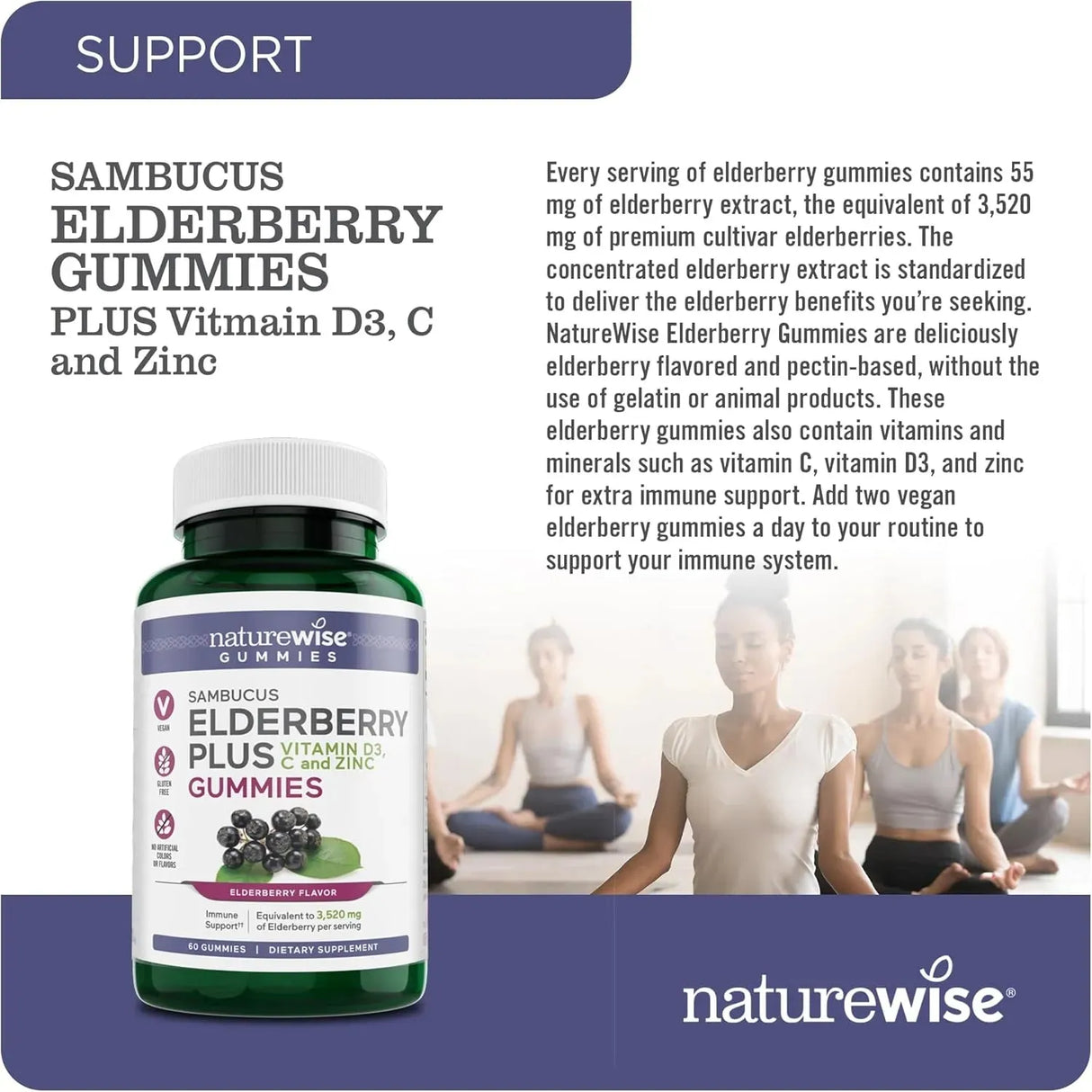 NATUREWISE - NatureWise Elderberry Gummies with Vitamin C + D3 + Zinc 60 Gomitas - The Red Vitamin MX - Suplementos Alimenticios - {{ shop.shopifyCountryName }}