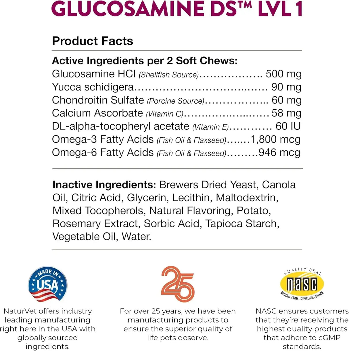 NATURVET - NaturVet Glucosamine DS Level 1 Maintenance 120 Masticables - The Red Vitamin MX - Cuidado De Cadera Y Articulaciones Para Perros - {{ shop.shopifyCountryName }}