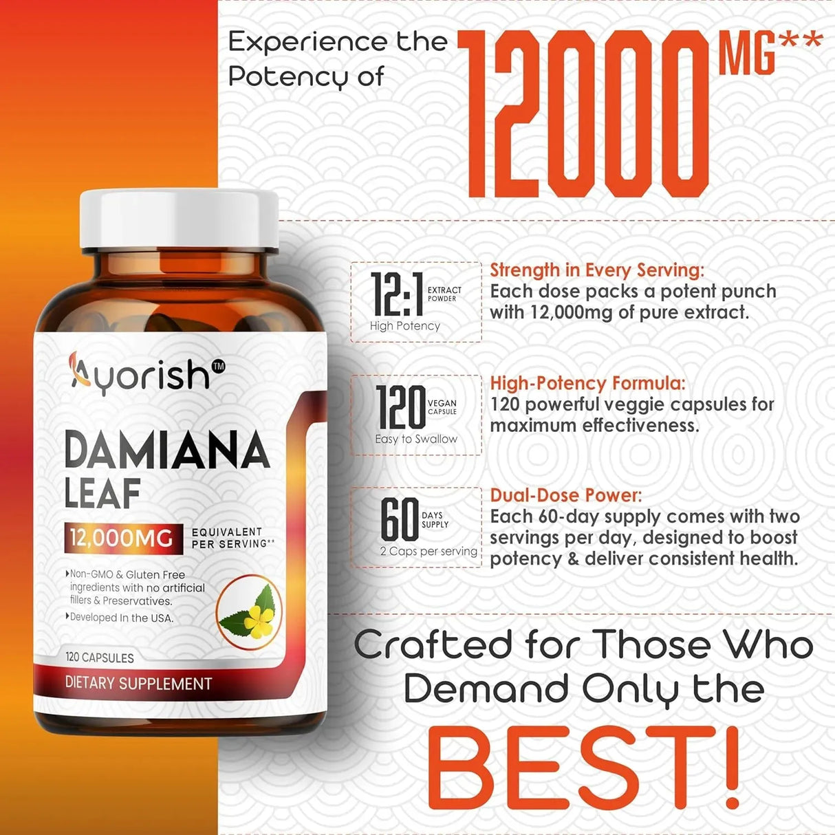 AYORISH - Ayorish Damiana Leaf 12:1 Extract 120 Capsulas - The Red Vitamin MX - Suplementos Alimenticios - {{ shop.shopifyCountryName }}