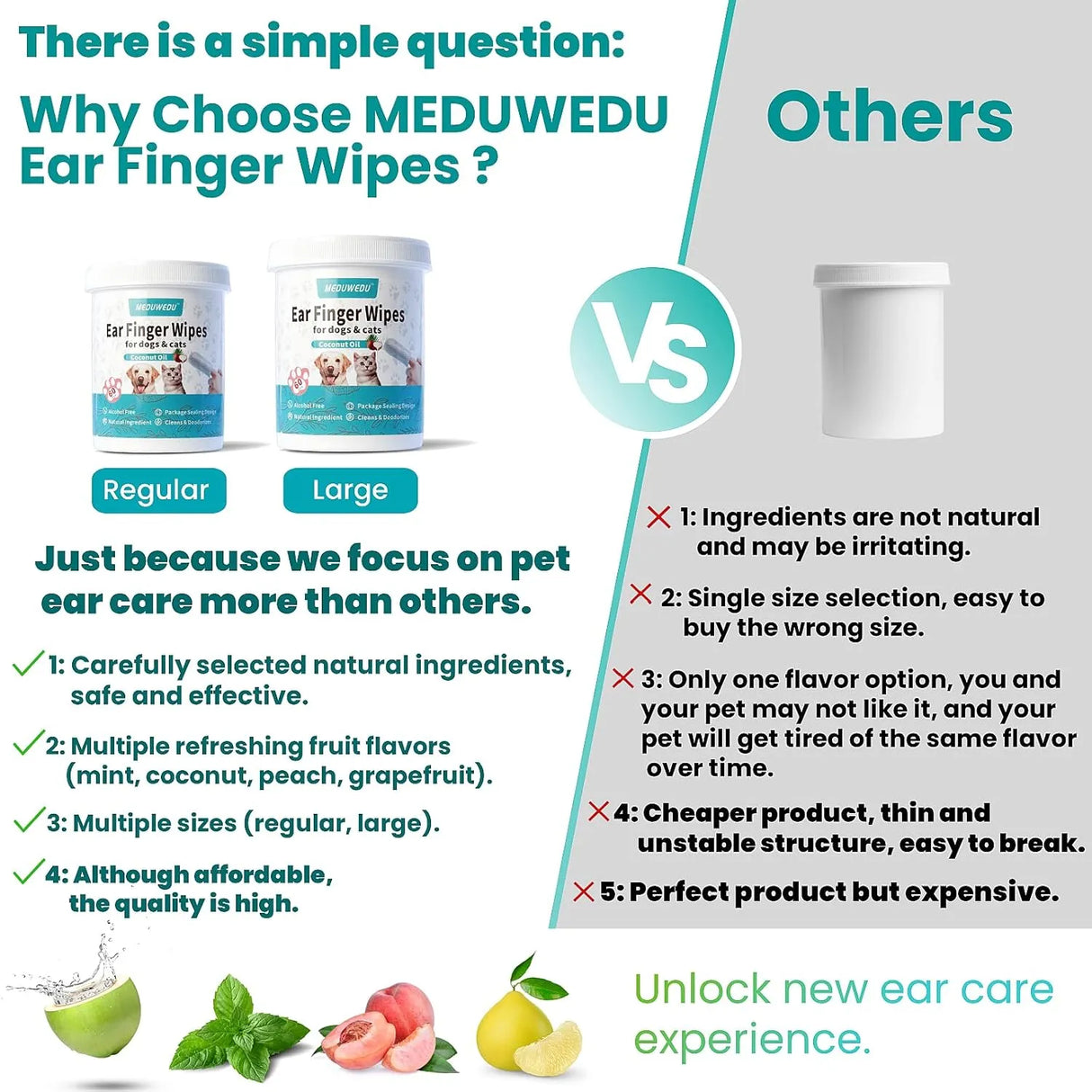 MEDUWEDU - MEDUWEDU Ear Cleaner Finger Wipes Coconut Scent 60 Toallitas - The Red Vitamin MX - Cuidado Del Oído De Perros - {{ shop.shopifyCountryName }}