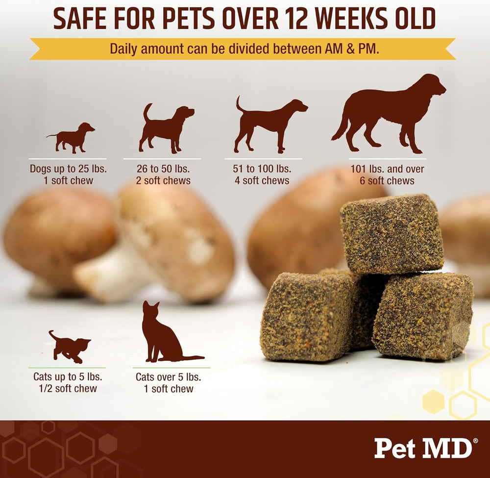 PET MD - Pet MD Mushroom Immune Support for Dogs & Cats 120 Masticables - The Red Vitamin MX - Suplementos Herbales Para Perros - {{ shop.shopifyCountryName }}