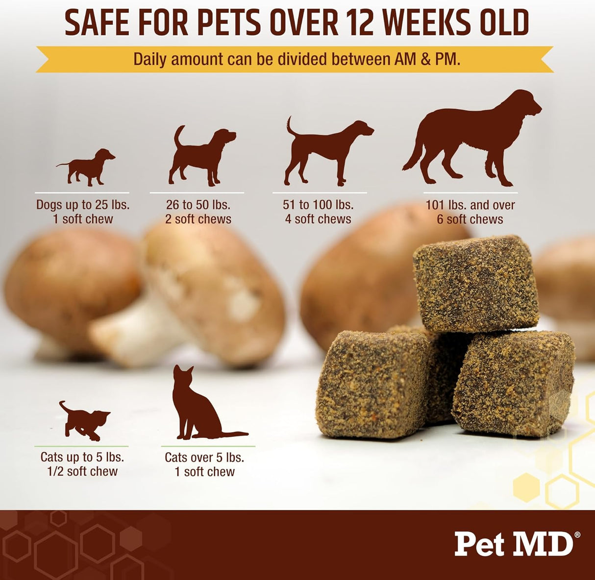 PET MD - Pet MD Mushroom Immune Support for Dogs & Cats 120 Masticables - The Red Vitamin MX - Suplementos Herbales Para Perros - {{ shop.shopifyCountryName }}