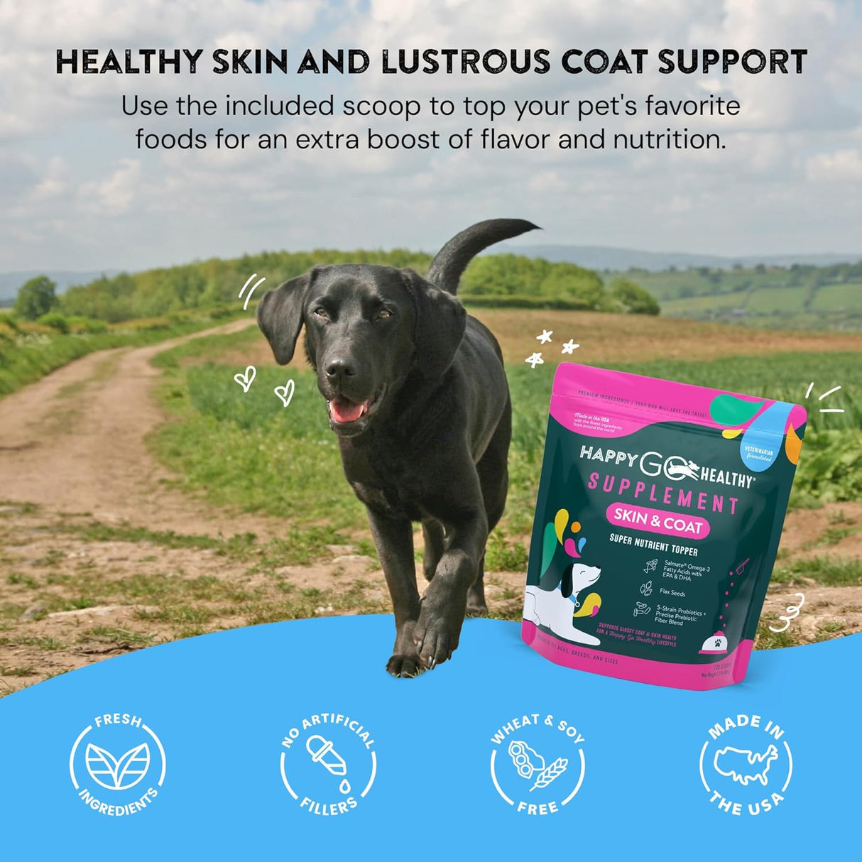 HAPPY GO HEALTHY Skin & Coat Supplements for Dogs 120 Servicios