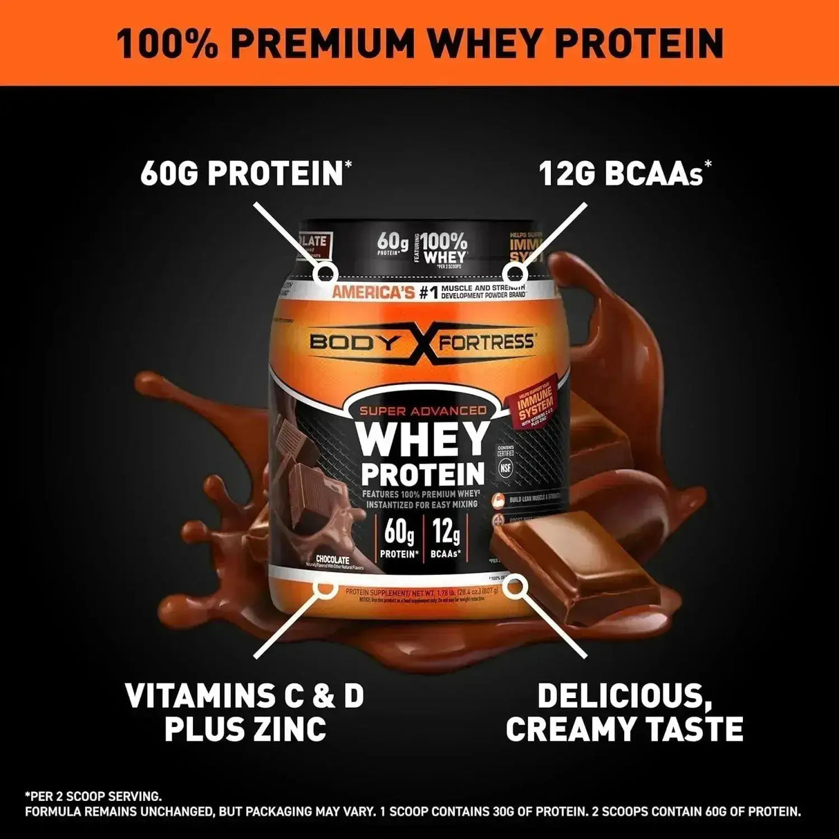BODY FORTRESS - Body Fortress 100% Whey Premium Protein Powder Chocolate 807Gr. - The Red Vitamin MX - Suplementos Alimenticios - {{ shop.shopifyCountryName }}