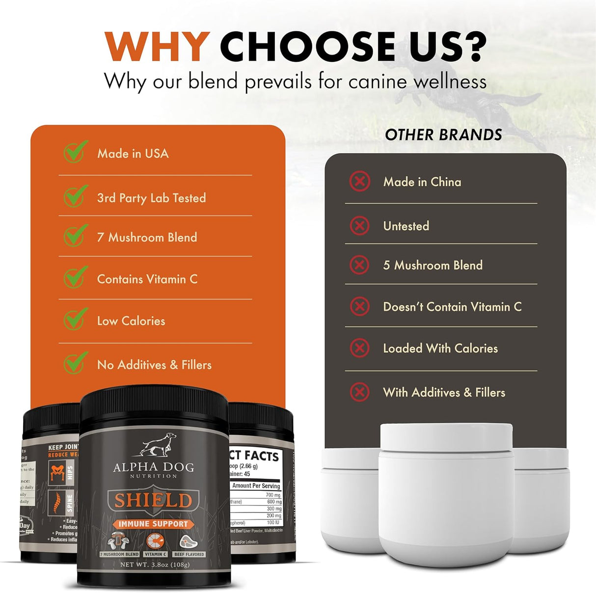 ALPHA DOG NUTRITION - Alpha Dog Nutrition Shield Allergy Immune Support 7 Nutritional Mushroom Powder Complex + Vitamin C 108Gr. - The Red Vitamin MX - Suplementos Herbales Para Perros - {{ shop.shopifyCountryName }}