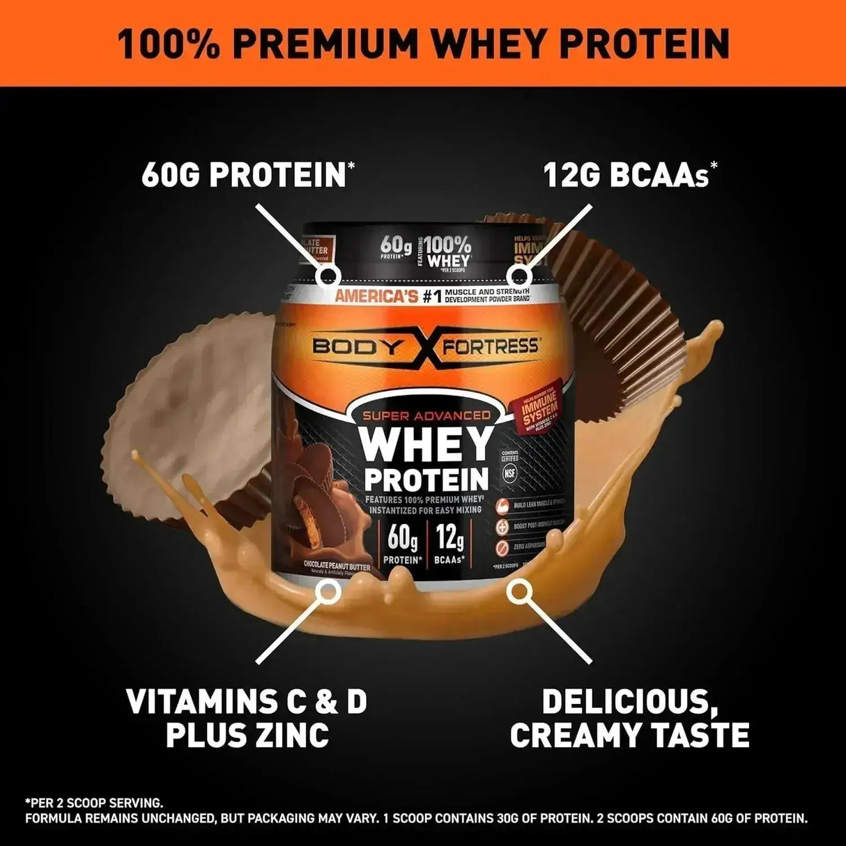 BODY FORTRESS - Body Fortress 100% Whey Premium Protein Powder Chocolate Peanut Butter 807Gr. - The Red Vitamin MX - Suplementos Alimenticios - {{ shop.shopifyCountryName }}