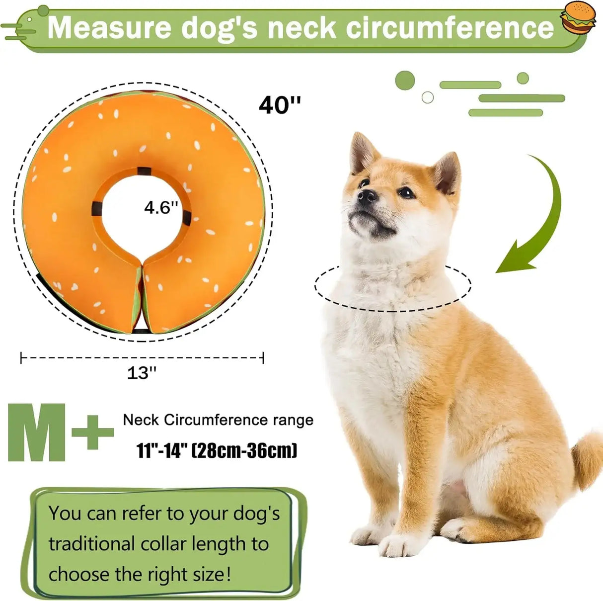 CNEO - Cneo Recovery Donut Collar HAMBURGER MEDIUM PLUS - The Red Vitamin MX - Collares y Conos De Recuperación Para Perros - {{ shop.shopifyCountryName }}