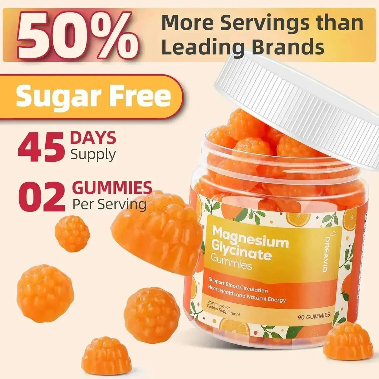 DREAVIO - DREAVIO Magnesium Glycinate Gummies 400Mg. Orange 90 Gomitas - The Red Vitamin MX - Suplementos Alimenticios - {{ shop.shopifyCountryName }}