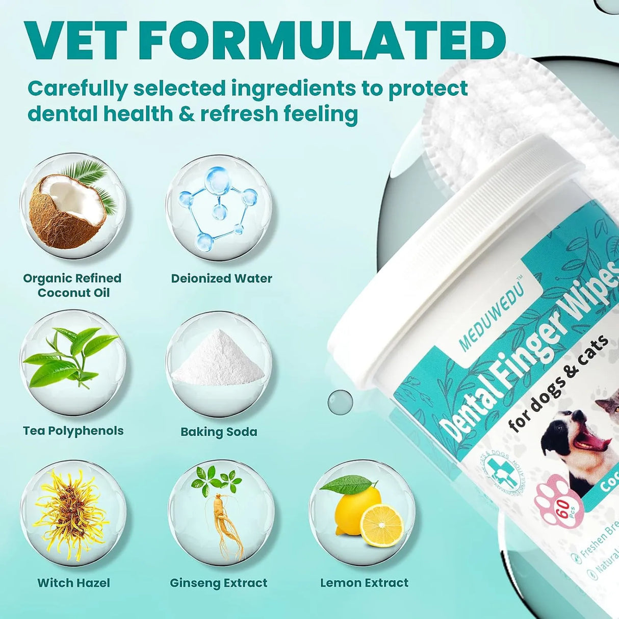 MEDUWEDU - MEDUWEDU Dental Care Finger Wipes Coconut Scent 60 Toallitas - The Red Vitamin MX - Cuidado Dental Para Perros - {{ shop.shopifyCountryName }}