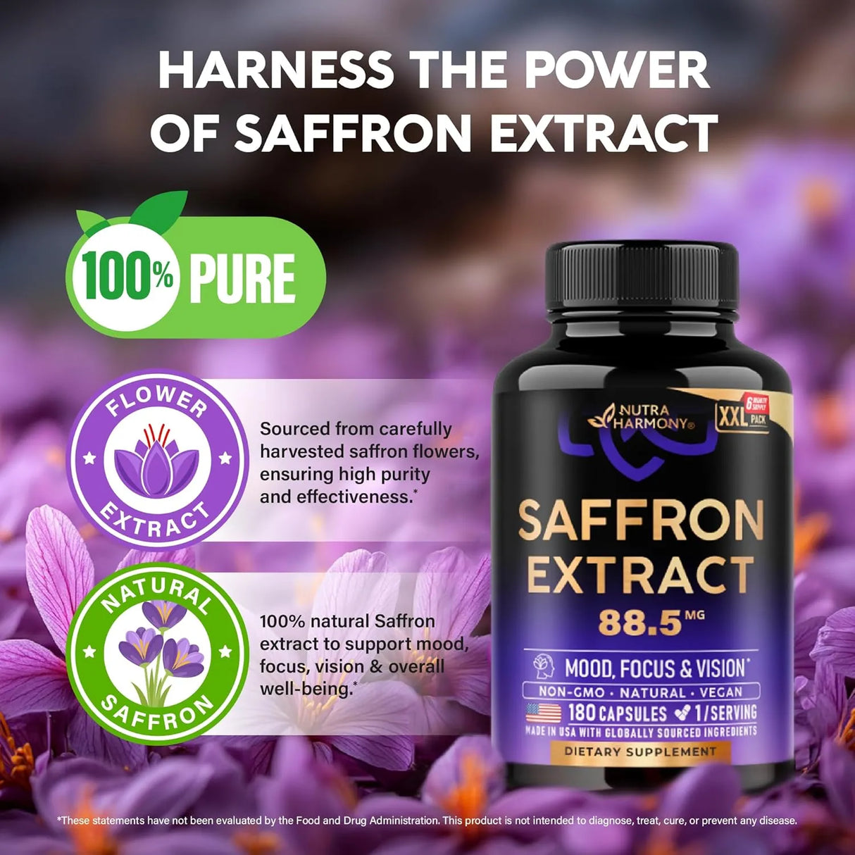 NUTRA HARMONY - NUTRA HARMONY Natural Saffron 88.5Mg. 180 Capsulas - The Red Vitamin MX - Suplementos Alimenticios - {{ shop.shopifyCountryName }}