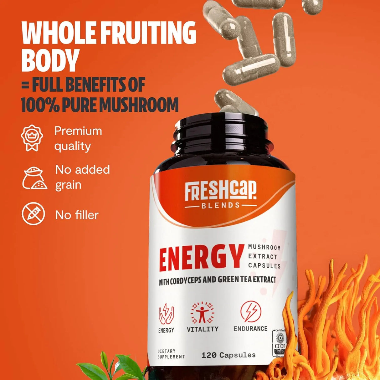 FRESHCAP - FreshCap 5-in-1 Energy with Cordyceps and Green Tea Extract 120 Capsulas - The Red Vitamin MX - Suplementos Alimenticios - {{ shop.shopifyCountryName }}