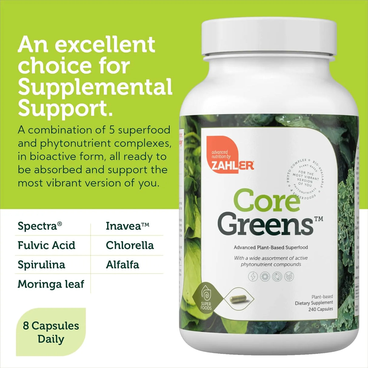 ZAHLER - Zahler Core Greens 240 Capsulas - The Red Vitamin MX - Suplementos Alimenticios - {{ shop.shopifyCountryName }}