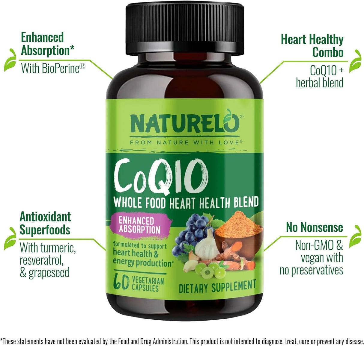NATURELO - NATURELO Whole Food CoQ10 with Heart Health Blend 60 Capsulas - The Red Vitamin MX - Suplementos Alimenticios - {{ shop.shopifyCountryName }}