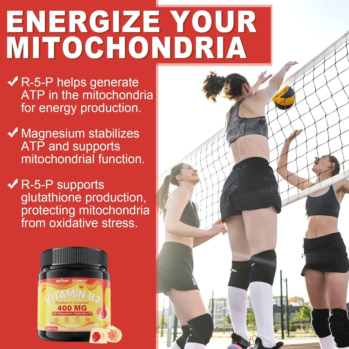 NEXTDIA - Nextdia Vitamin B2 Riboflavin 400Mg. 60 Gomitas - The Red Vitamin MX - Suplementos Alimenticios - {{ shop.shopifyCountryName }}