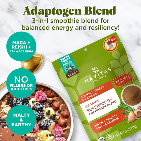 NAVITAS - Navitas Organics Superfood+ Adaptogen Blend for Stress Support Maca + Reishi + Ashwagandha 180Gr. - The Red Vitamin MX - Suplementos Alimenticios - {{ shop.shopifyCountryName }}