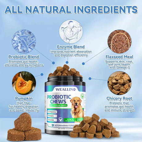 WEALLIN - WEALLIN Probiotics for Dogs 200 Masticables - The Red Vitamin MX - Probióticos Para Perros - {{ shop.shopifyCountryName }}