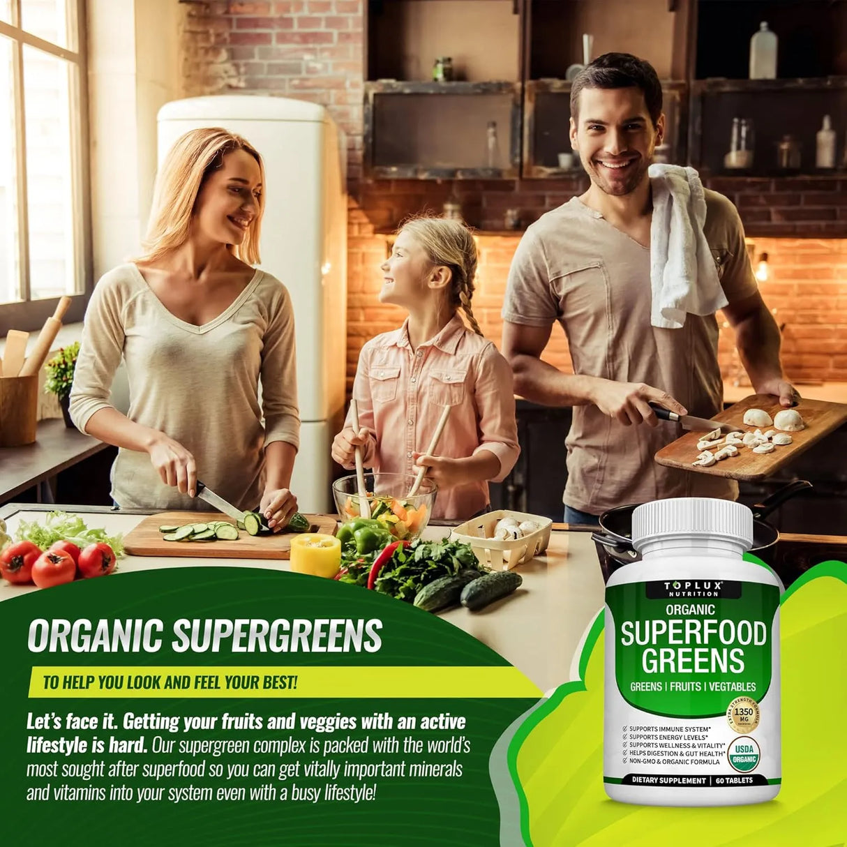 TOPLUX - Toplux Organic Super Greens 60 Tabletas - The Red Vitamin MX - Suplementos Alimenticios - {{ shop.shopifyCountryName }}