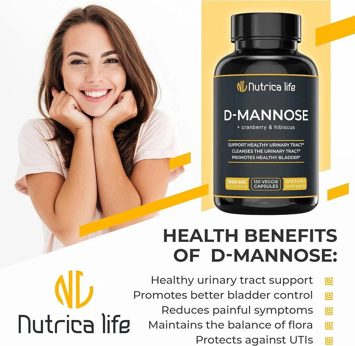 NUTRICA LIFE - Nutrica Life Urinary Tract Infection Treatments D Mannose 1000Mg. 120 Capsulas 2 Pack - The Red Vitamin MX - Suplementos Alimenticios - {{ shop.shopifyCountryName }}