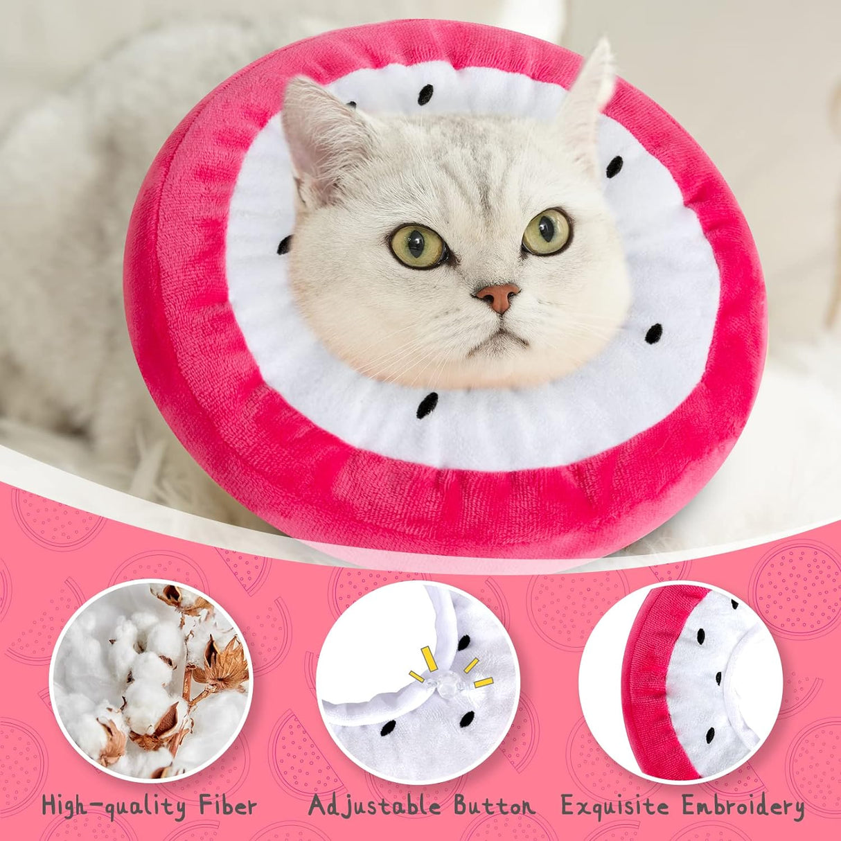 ANWA Adjustable Cat Cone Collar Soft Dragonfruit Large