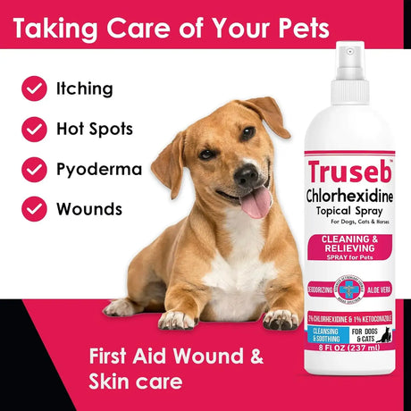 TRUSEB - Truseb Topical Ketoconazole and Chlorhexidine Spray for Dogs 8 Fl.Oz. 2 Pack - The Red Vitamin MX - Remedios Para La Picazón De Perros - {{ shop.shopifyCountryName }}