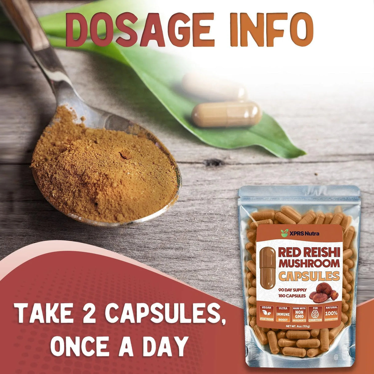 XPRS NUTRA - XPRS Nutra Reishi Mushroom 180 Capsulas - The Red Vitamin MX - Suplementos Alimenticios - {{ shop.shopifyCountryName }}