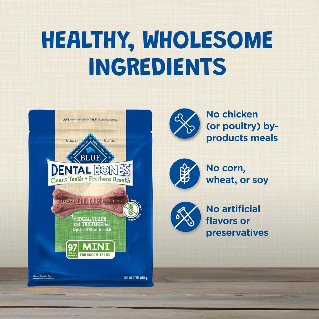 BLUE BUFFALO - Blue Buffalo Dental Bones Mini Natural Dental Chew Dog Treats 97 Piezas - The Red Vitamin MX - Cuidado Dental Para Perros - {{ shop.shopifyCountryName }}