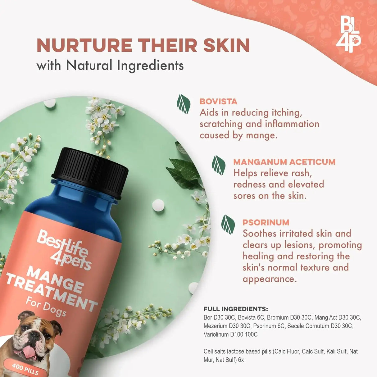 BESTLIFE4PETS - BestLife4Pets Mange Treatment for Dogs 400 Tabletas - The Red Vitamin MX - Remedios Para La Picazón De Perros - {{ shop.shopifyCountryName }}