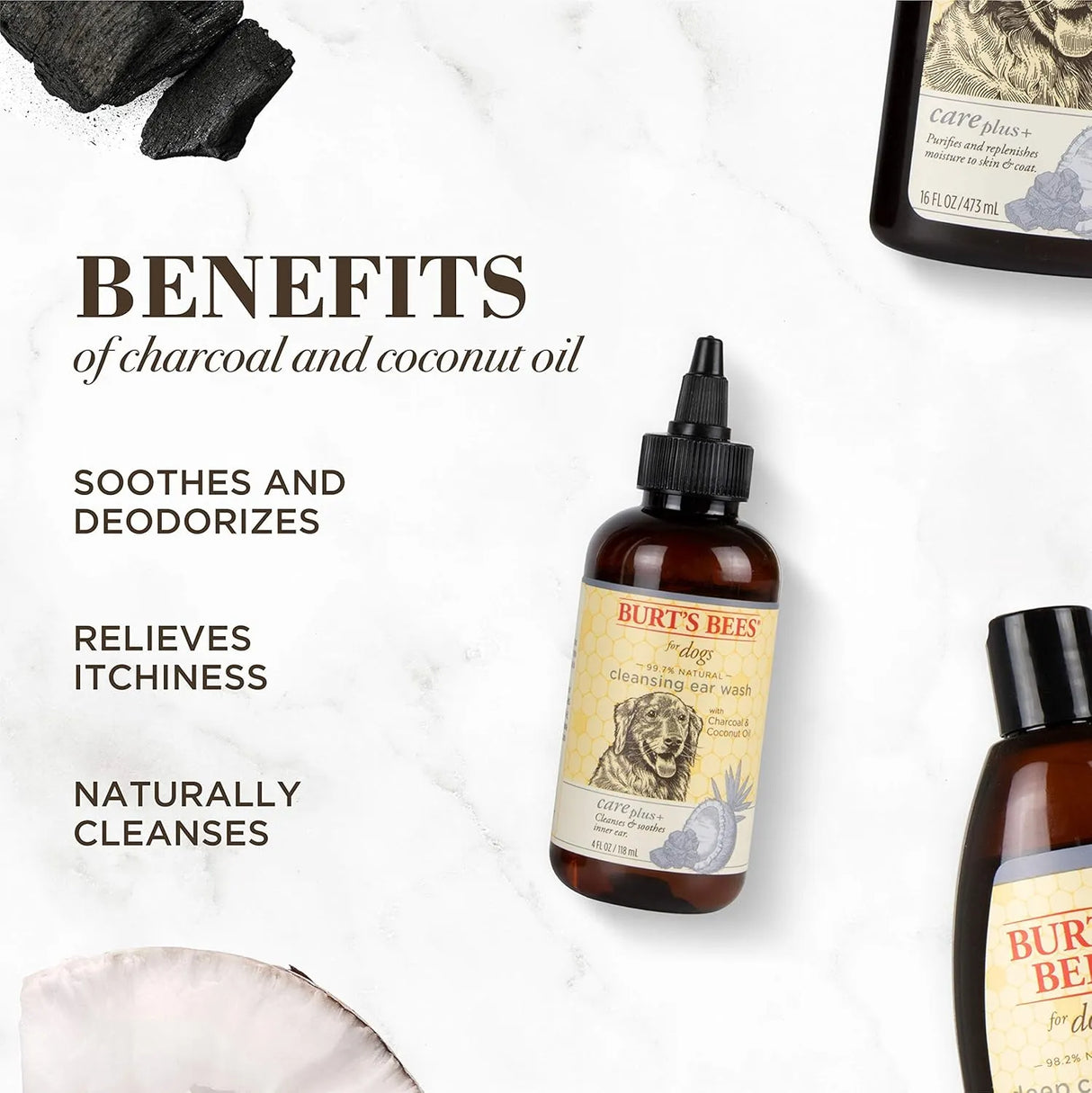 BURT'S BEES - Burt's Bees for Pets Care Plus+ Naturally Derived Charcoal & Coconut Oil Ear Wash for Dogs 4 Fl.Oz. - The Red Vitamin MX - Cuidado Del Oído De Perros - {{ shop.shopifyCountryName }}