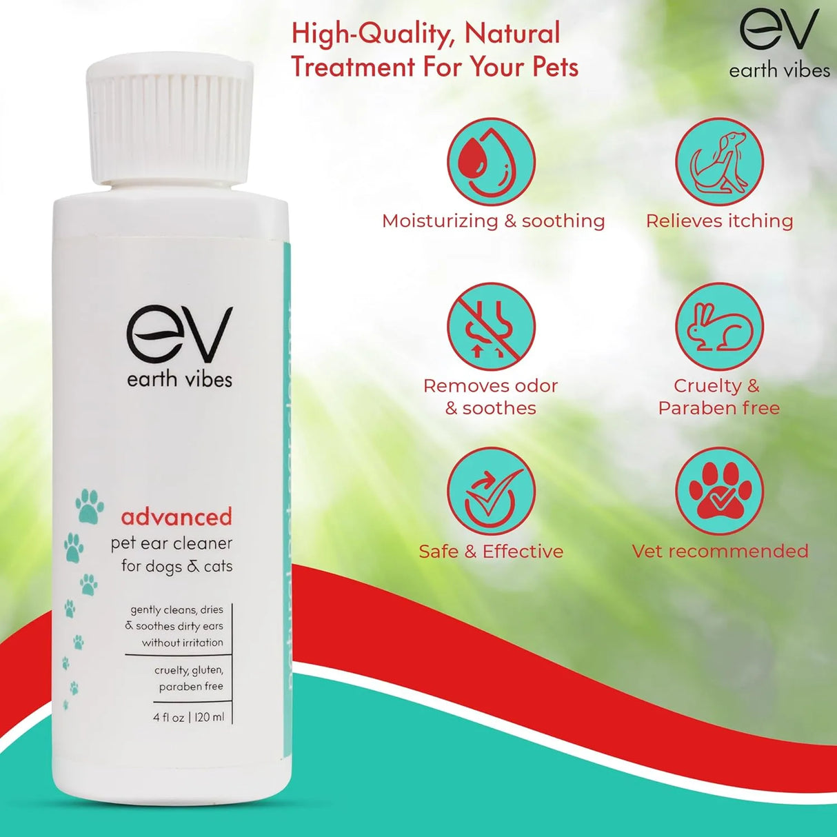 EARTH VIBES - Earth Vibes Dog & Cat Ear Cleaner 120Ml. - The Red Vitamin MX - Cuidado Del Oído De Perros - {{ shop.shopifyCountryName }}