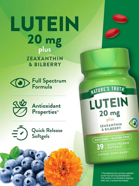 NATURE'S TRUTH - Nature's Truth Lutein and Zeaxanthin 20Mg. 39 Capsulas Blandas - The Red Vitamin MX - Suplementos Alimenticios - {{ shop.shopifyCountryName }}