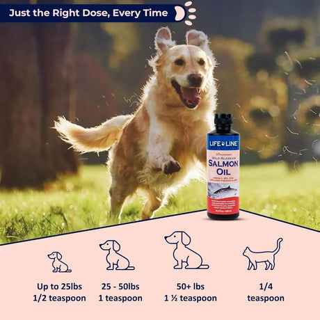LIFE LINE PET NUTRITION - Life Line Pet Nutrition Wild Alaskan Salmon Oil Omega-3 16.5 Fl.Oz. - The Red Vitamin MX - Aceite De Pescado Para Perros - {{ shop.shopifyCountryName }}