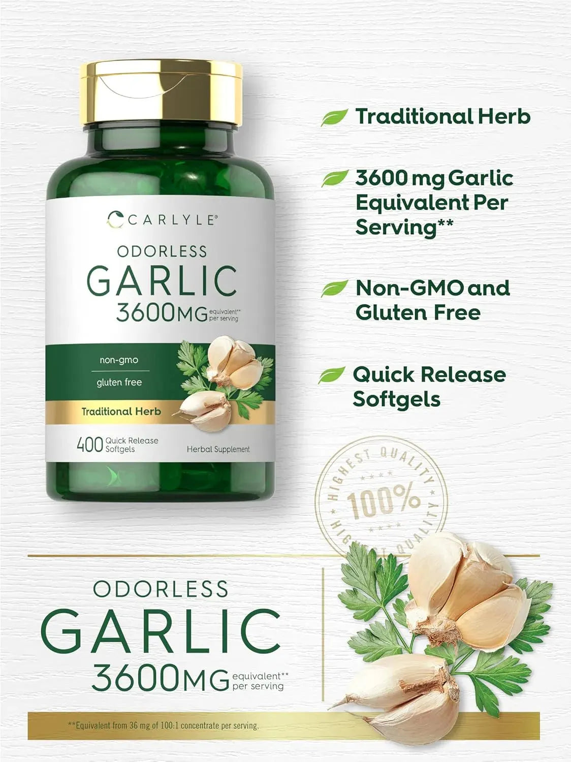 CARLYLE - Carlyle Odorless Garlic 3600Mg. 400 Capsulas Blandas - The Red Vitamin MX - Suplementos Alimenticios - {{ shop.shopifyCountryName }}