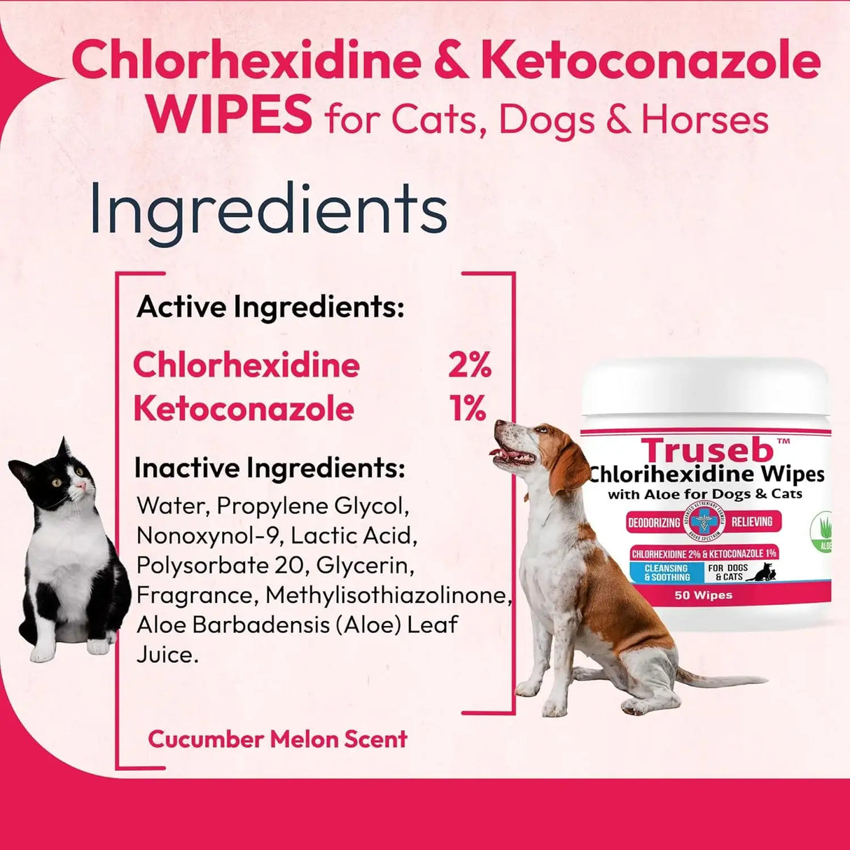 TRUSEB - Truseb Topical Ketoconazole and Chlorhexidine Wipes for Dogs Cats and Horses 50 Toallitas - The Red Vitamin MX - Remedios Para La Picazón De Perros - {{ shop.shopifyCountryName }}