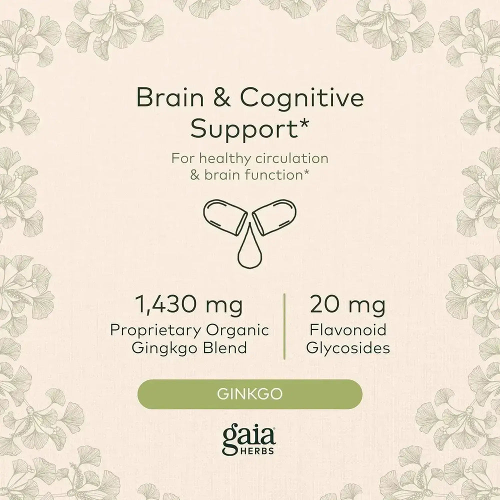 GAIA HERBS - Gaia Herbs Ginkgo Leaf 60 Capsulas - The Red Vitamin MX - Suplementos Alimenticios - {{ shop.shopifyCountryName }}