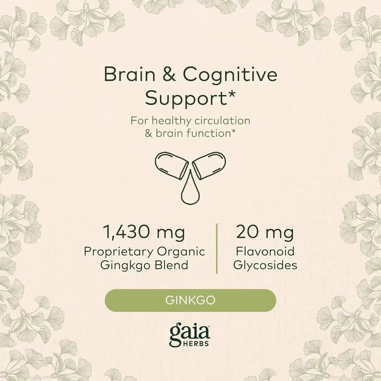 GAIA HERBS - Gaia Herbs Ginkgo Leaf 60 Capsulas - The Red Vitamin MX - Suplementos Alimenticios - {{ shop.shopifyCountryName }}