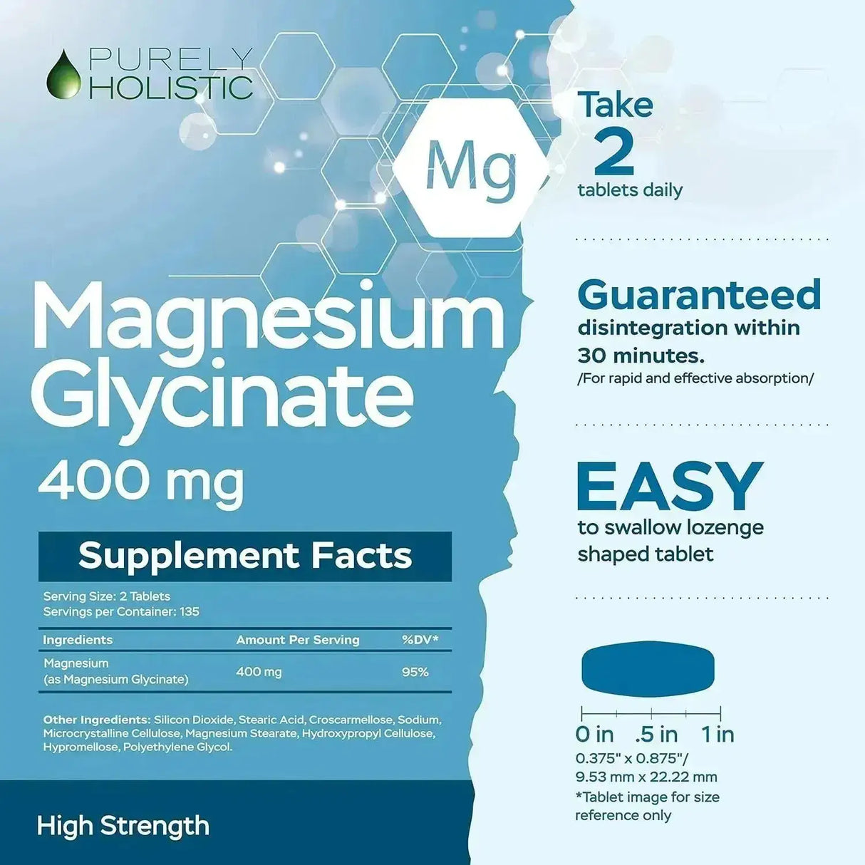PURELY HOLISTIC - Purely Holistic Magnesium Glycinate 400Mg. 270 Tabletas - The Red Vitamin MX - Suplementos Alimenticios - {{ shop.shopifyCountryName }}