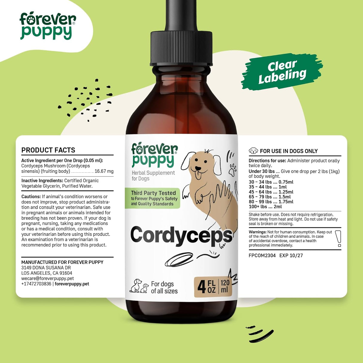 FOREVER PUPPY - Forever Puppy Cordyceps Mushroom Extract for Dogs 4 Fl.Oz. - The Red Vitamin MX - Suplementos Herbales Para Perros - {{ shop.shopifyCountryName }}