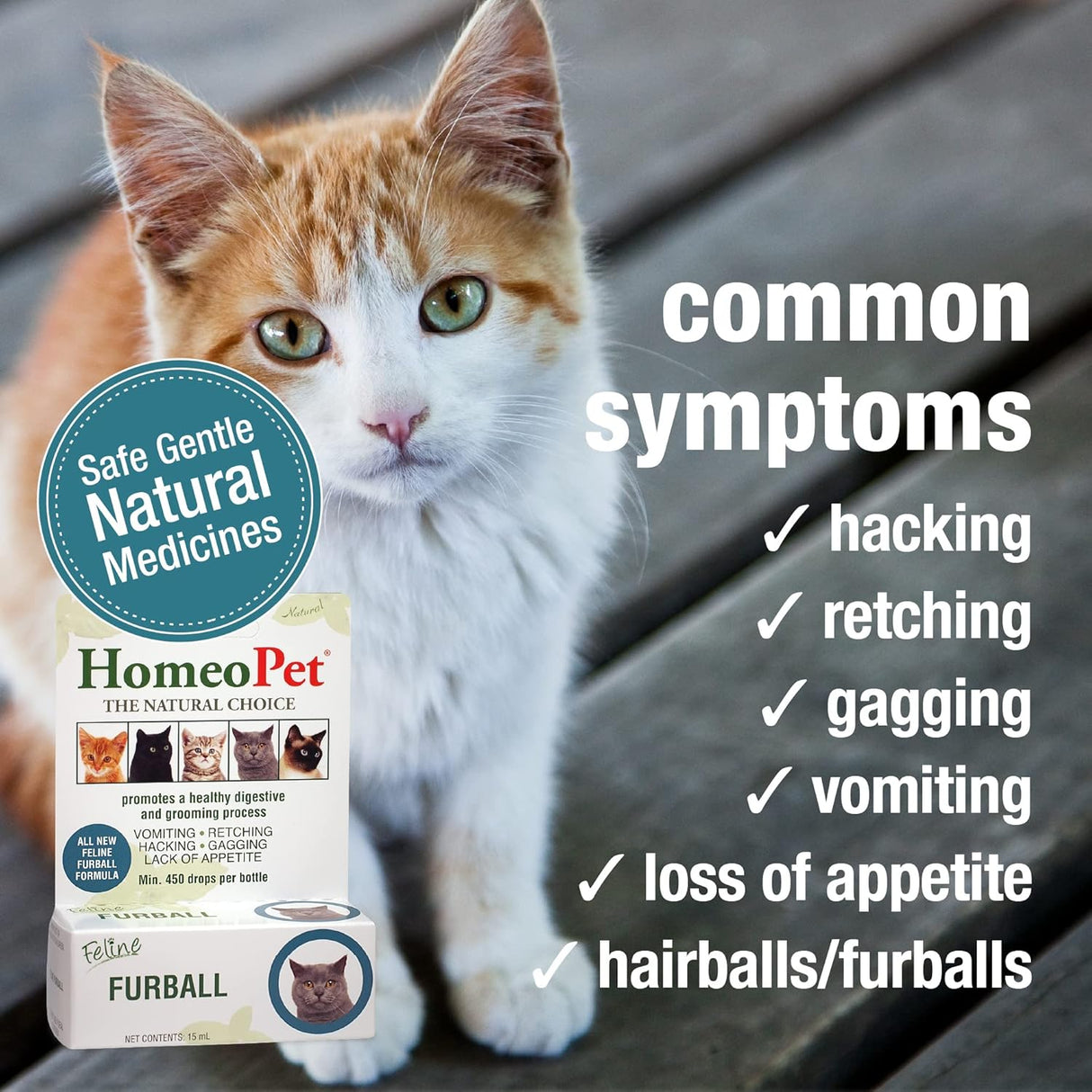 HomeoPet Feline Furball Natural Pet Medicine 15Ml.