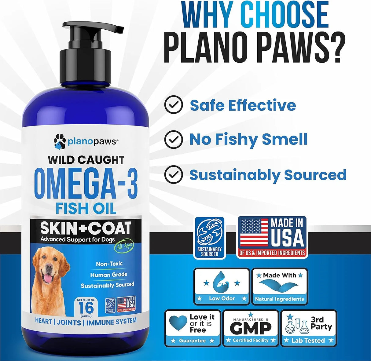 PLANOPAWS - Planopaws Omega 3 Fish Oil for Dogs 16 Fl.Oz. - The Red Vitamin MX - Aceite De Pescado Para Perros - {{ shop.shopifyCountryName }}