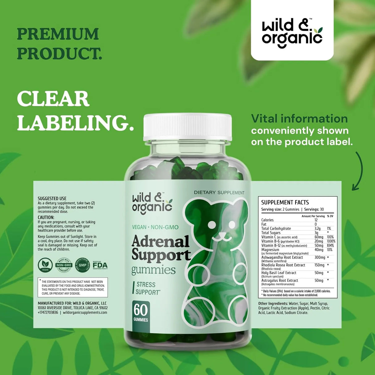 WILD & ORGANIC - Wild & Organic Adrenal Support Gummies 60 Gomitas - The Red Vitamin MX - Suplementos Alimenticios - {{ shop.shopifyCountryName }}