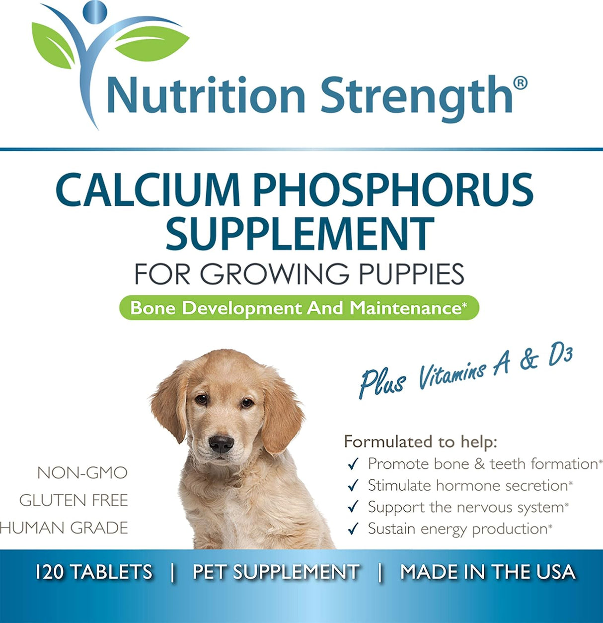 Nutrition Strength Calcium Phosphorus for Dogs Supplement 120 Tabletas Masticables