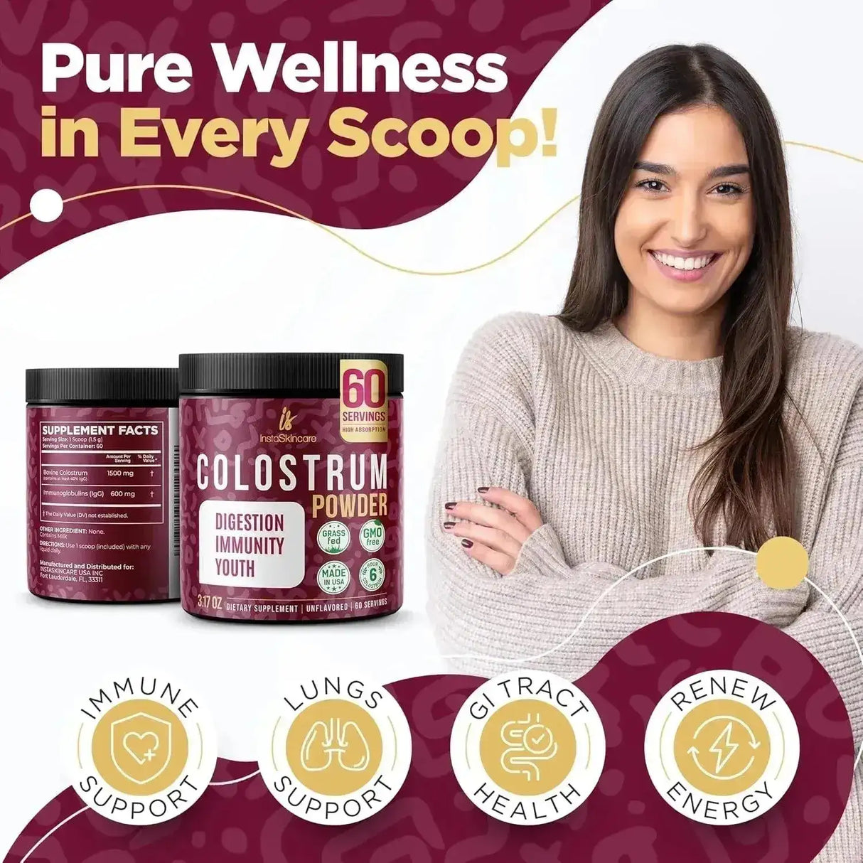 INSTASKINCARE - InstaSkincare Bovine Colostrum Powder Unflavored 60 Servicios - The Red Vitamin MX - Suplementos Alimenticios - {{ shop.shopifyCountryName }}