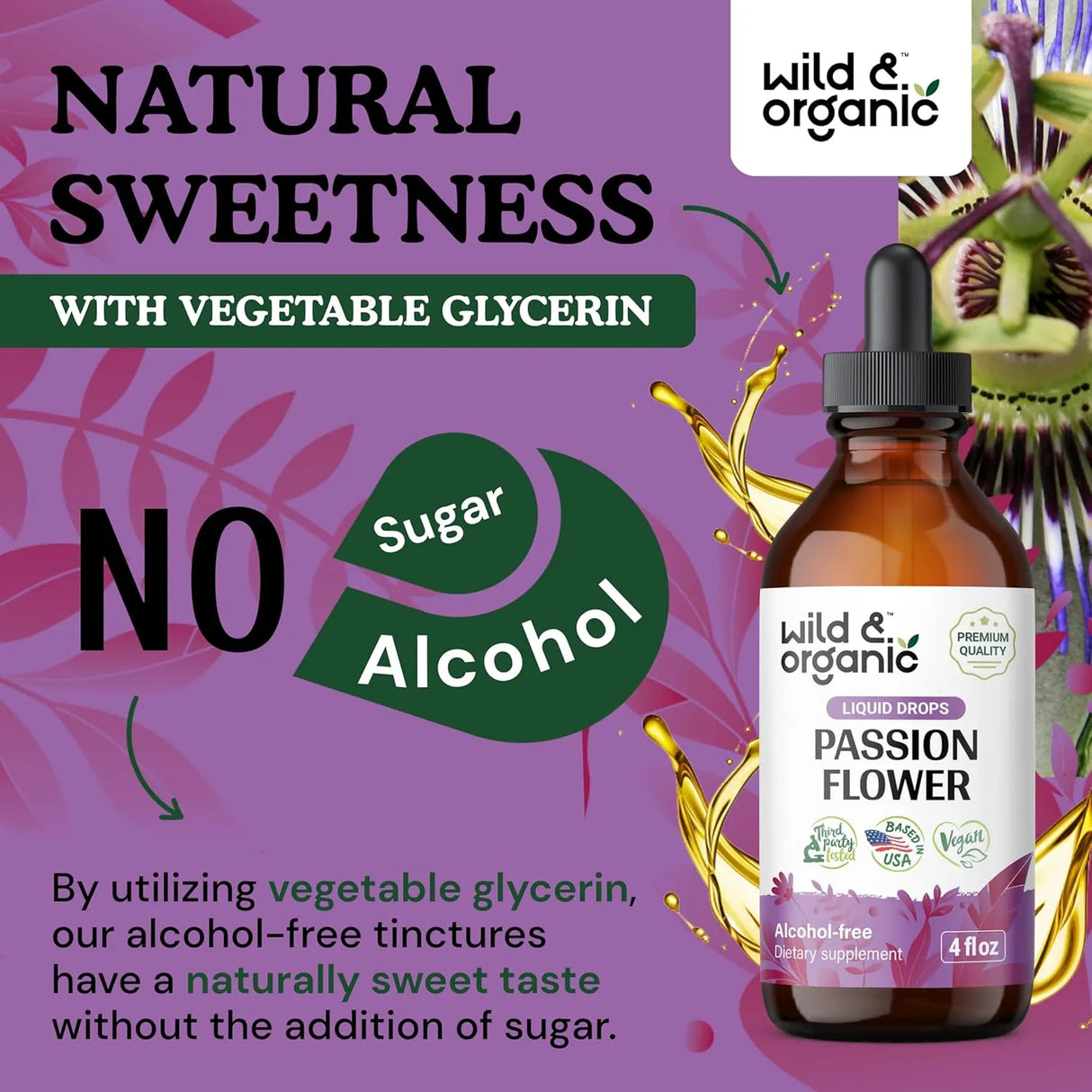 WILD & ORGANIC - Wild & Organic Passionflower Tincture 4 Fl.Oz. - The Red Vitamin MX - Suplementos Alimenticios - {{ shop.shopifyCountryName }}