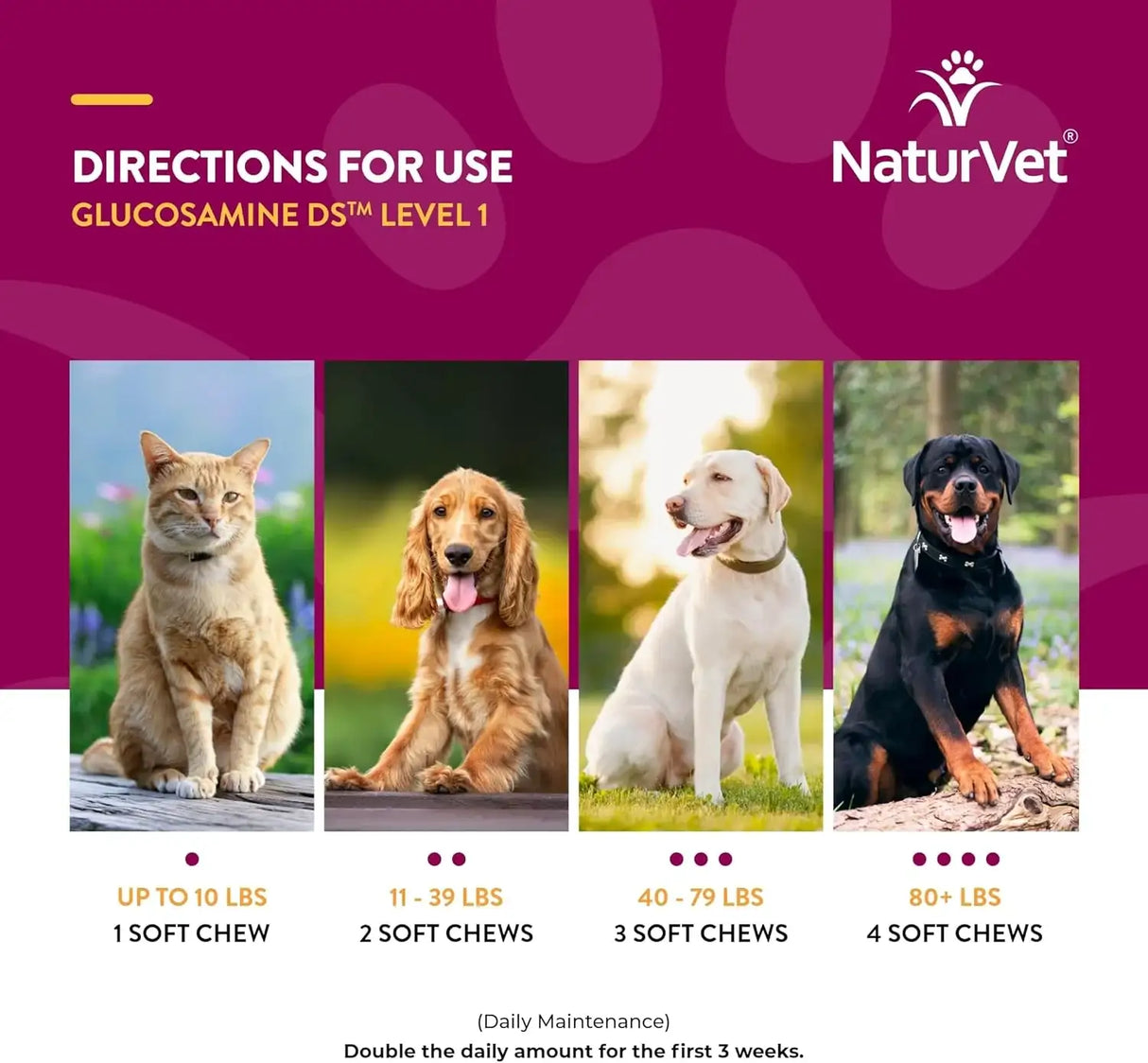 NATURVET - NaturVet Glucosamine DS Level 1 Maintenance 120 Masticables - The Red Vitamin MX - Cuidado De Cadera Y Articulaciones Para Perros - {{ shop.shopifyCountryName }}