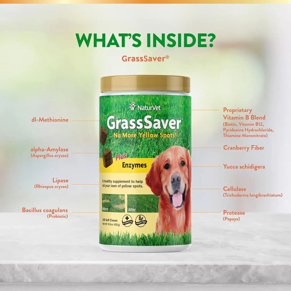 NATURVET - NaturVet GrassSaver Supplement for Dogs 240 Masticables - The Red Vitamin MX - Salud De Tracto Urinario Para Perros - {{ shop.shopifyCountryName }}