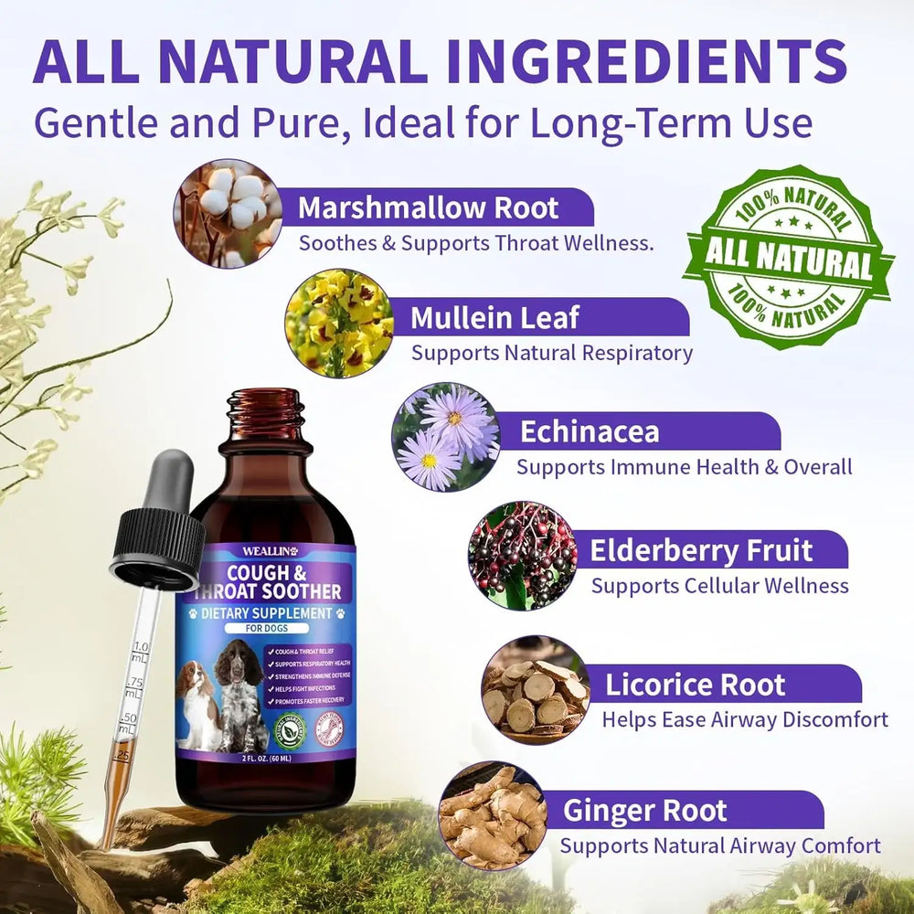 WEALLIN - WEALLIN Dog Cough Treatment Support 2 Fl.Oz. - The Red Vitamin MX - Medicamentos Sin Receta Para Perros - {{ shop.shopifyCountryName }}