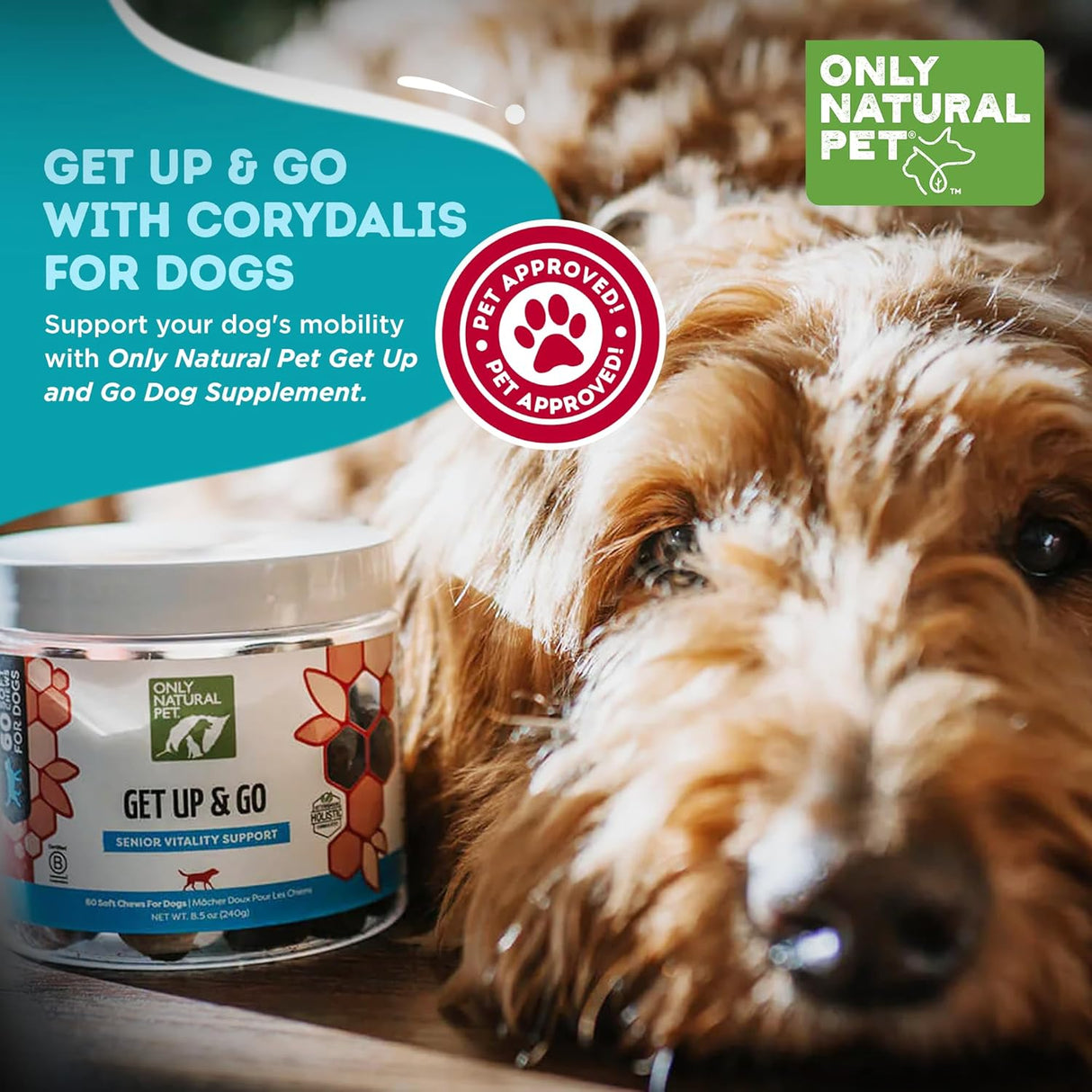 Only Natural Pet Get Up & Go Herbal Joint Support Supplement for Dogs 60 Masticables