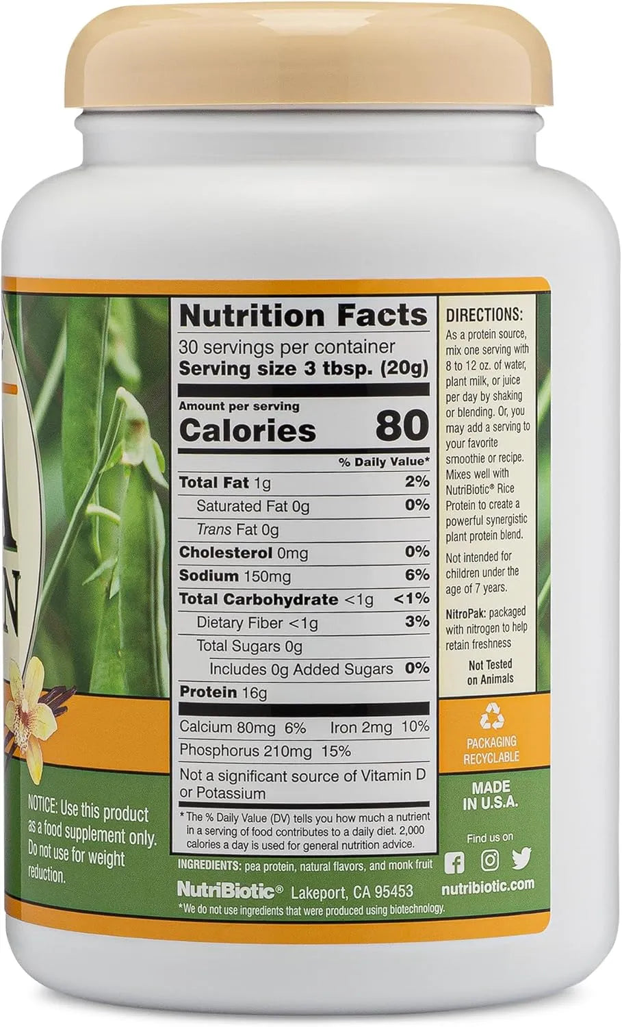 NUTRIBIOTIC - NutriBiotic Pea Protein Vanilla 600Gr. - The Red Vitamin MX - Suplementos Alimenticios - {{ shop.shopifyCountryName }}